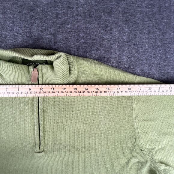 VTG Eddie Bauer Sweater Mens Sz L Light Green 1/4 Zip 100% Cotton Pullover Y2K - Picture 4 of 7